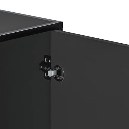 Лавица за обувки черна Изработена от дърво и метал