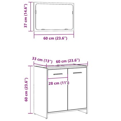 Шкаф за баня с огледало Стара дървесина Инженерна дървесина