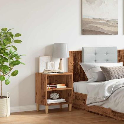 Нощно шкафче от старо дърво 40x30x50 cm Инженерна дървесина