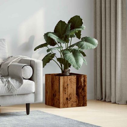 Кутия за саксии от старо дърво 40x40x40 cm Инженерна дървесина