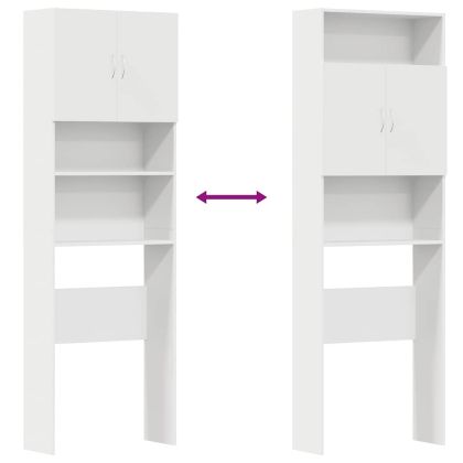 Шкаф за перална машина бял 64x24x190 cm Инженерна дървесина