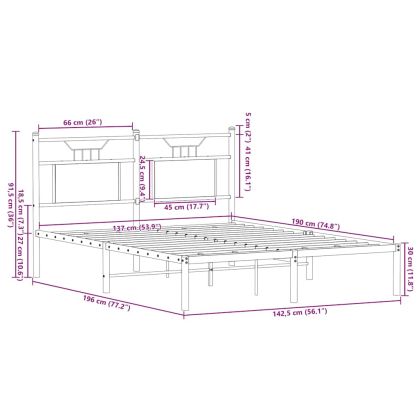 Рамка за легло без матрак Кафяв дъб Инженерна дървесина