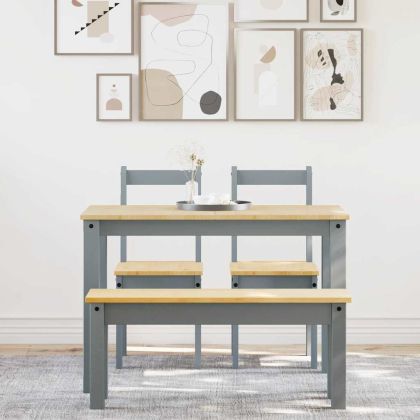 Трапезен комплект от 4 части Panama, сив бор масив