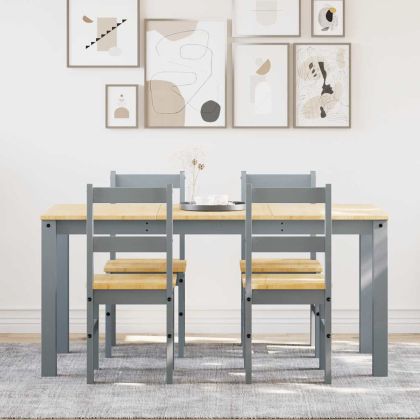 Трапезен комплект от 5 части Panama, сив бор масив