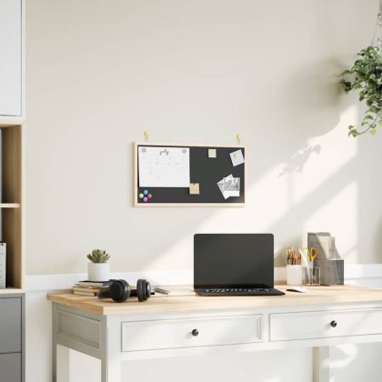 Черна дъска с рамка от масивна борова дървесина, черна, 60x30 см