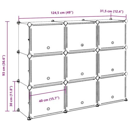 Органайзер за съхранение на кубчета с 9 кубчета и вратички