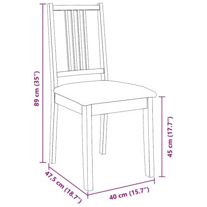 Трапезни столове с възглавници 2бр Кафяв масивна дървесина гума