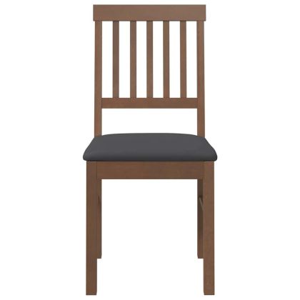 Трапезни столове с възглавници 2бр Кафяв масивна дървесина гума