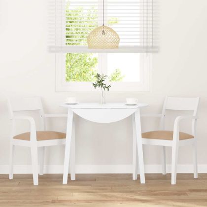 Трапезни столове с възглавници 2 бр Бяла масивна дървесина гума