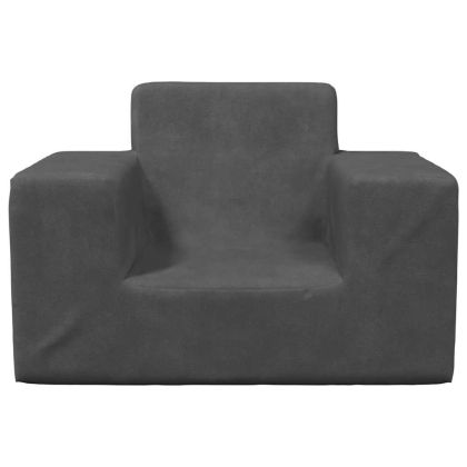 Детски диван, антрацит, мек плюш