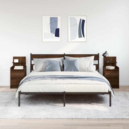 Нощни шкафчета с 2 чекмеджета 2 бр., кафяв дъб 38x34x80 см