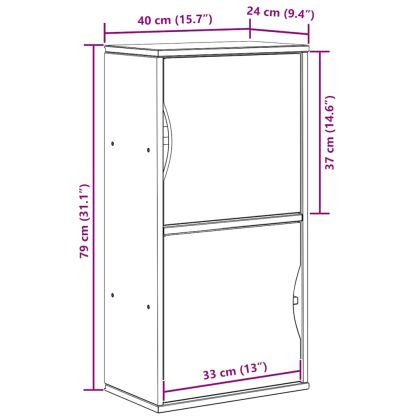 Страничен шкаф ODDA White 40x24x79 cm Масивна дървесина Бор