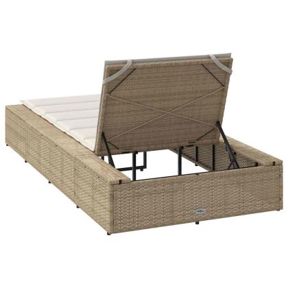 Шезлонг с плаваща възглавница Beige Poly Rattan