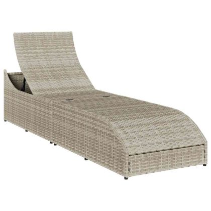 Сгъваем шезлонг с възглавница и място за съхранение Светло сив