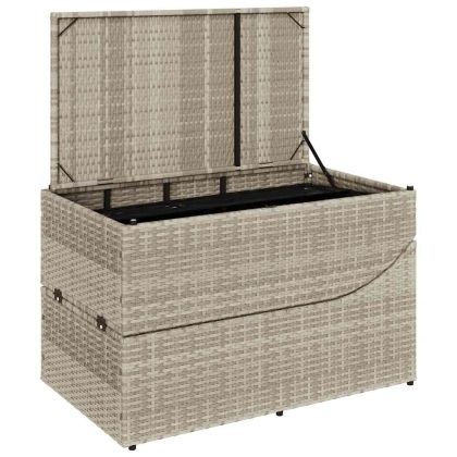 Сгъваем шезлонг с възглавница и място за съхранение Светло сив