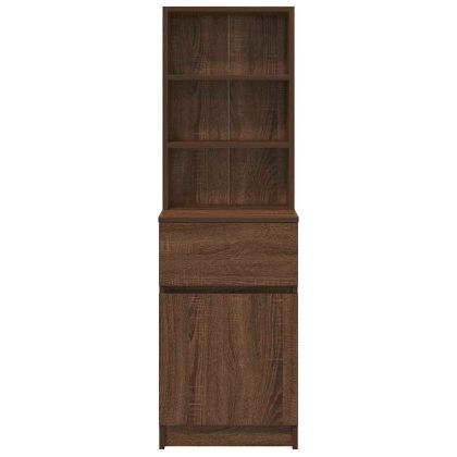 Нощно шкафче, кафяв дъб, 39x35x125 см, инженерно дърво