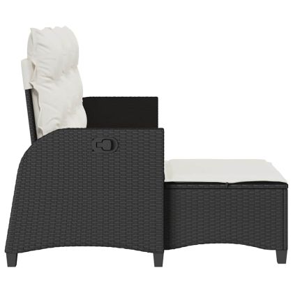 Накланящ се градински диван с възглавници L-образна черна