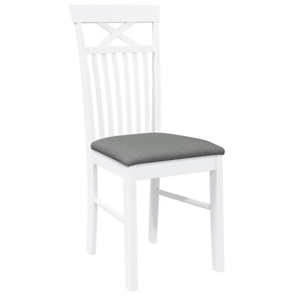 Трапезни столове с възглавници 2 бр Бяла масивна дървесина гума