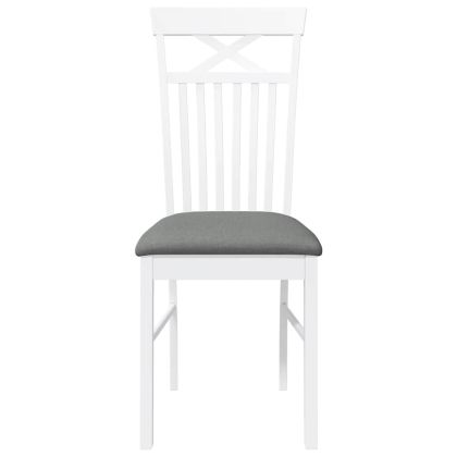 Трапезни столове с възглавници 2 бр Бяла масивна дървесина гума