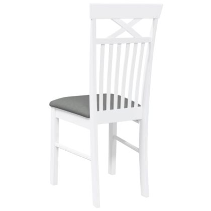 Трапезни столове с възглавници 2 бр Бяла масивна дървесина гума