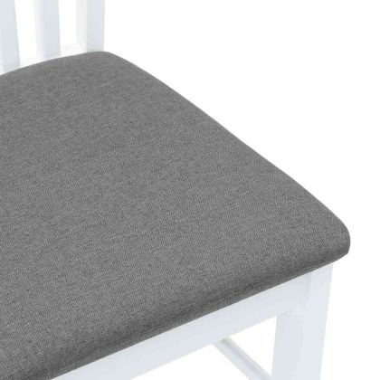 Трапезни столове с възглавници 2 бр Бяла масивна дървесина гума