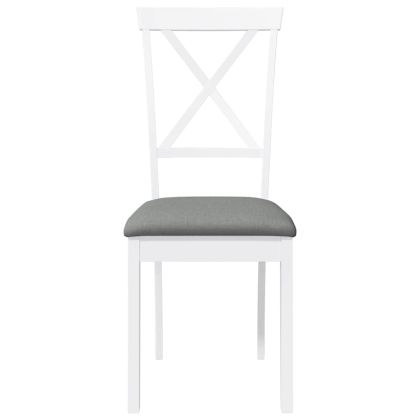 Трапезни столове с възглавници 2 бр Бяла масивна дървесина гума