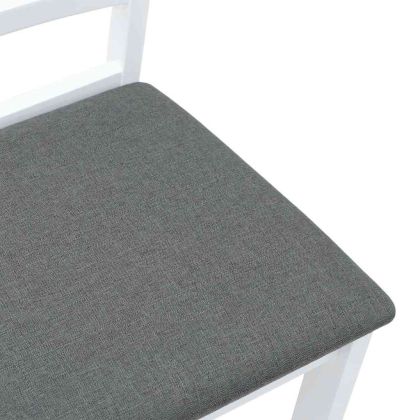 Трапезни столове с възглавници 2 бр Бяла масивна дървесина гума