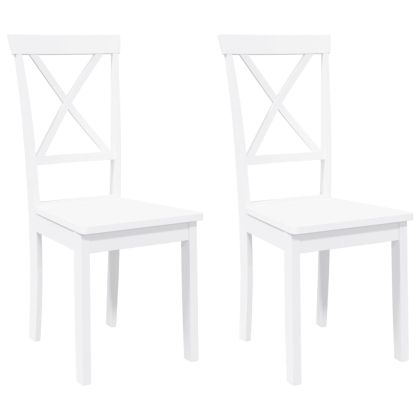 трапезни столове 2 бр. бяла масивна дървесина гума