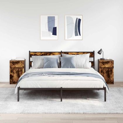 Нощни шкафчета 2 бр опушен дъб 39x35x65 см инженерно дърво