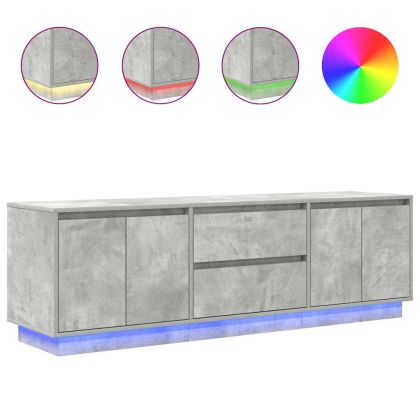 ТВ шкаф с LED осветление, бетонно сив, 160,5x41x50 см