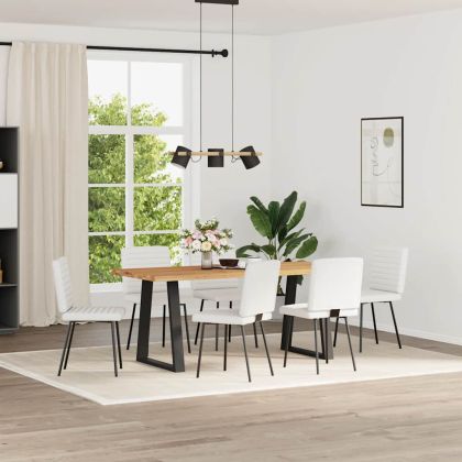 Трапезни столове, 6 бр, бели, изкуствена кожа