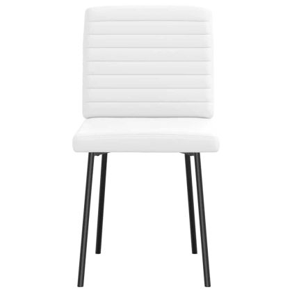 Трапезни столове, 6 бр, бели, изкуствена кожа