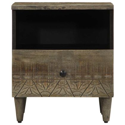 Нощни шкафчета 2 бр. светло сиво масивна дървесина манго