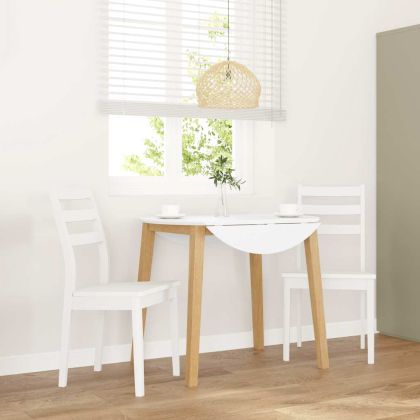 трапезни столове 2 бр. бяла масивна дървесина гума