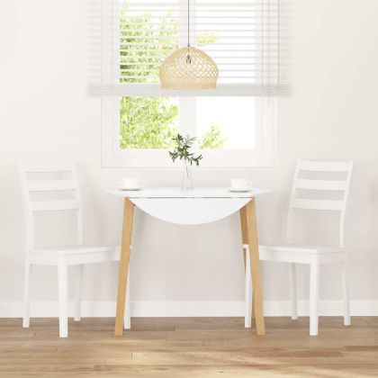 трапезни столове 2 бр. бяла масивна дървесина гума