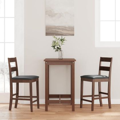 Бар столове с възглавници 2 бр Кафяв масивен дървен каучук