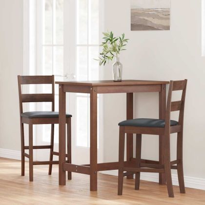 Бар столове с възглавници 2 бр Кафяв масивен дървен каучук