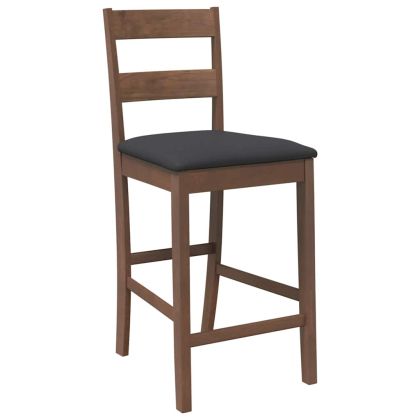 Бар столове с възглавници 2 бр Кафяв масивен дървен каучук