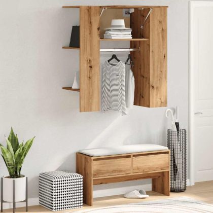 Шкаф за антре, дъб артизан, 97,5x37x99 см, инженерно дърво