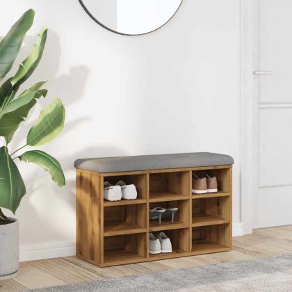 Пейка за обувки, дъб артизан, 82x32x50 см, инженерно дърво
