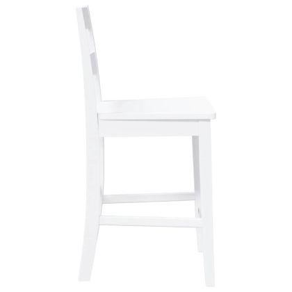 Бар столове 2 бр Бяла масивна дървесина гума