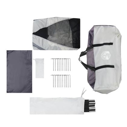 Шатра за басейн с подвижна муха & Мрежести стени Сива 510x510cm