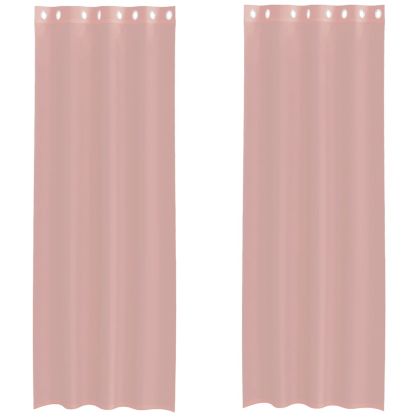 Пердета от воал с втулки, 2 бр, розово, 140x300 см