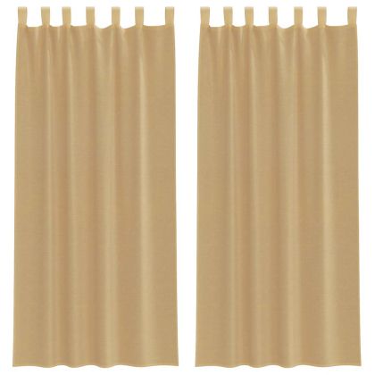 Пердета от воал с прът джобове, 2 бр, пясъчно