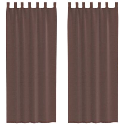 Пердета от воал с прът джобове, 2 бр, кафяво