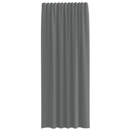 Пердета от воал с примки, 2 бр, тъмносиво, 140x225 см