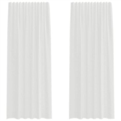 Воалени завеси с примки, 2 бр, бели, 140x245 см