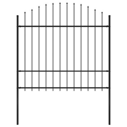 Градинска ограда с връх тип копие, стомана, 181x175 см, черна