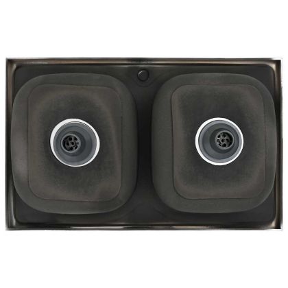 Кухненска мивка с две корита, сребриста, 800x500x155 мм, инокс