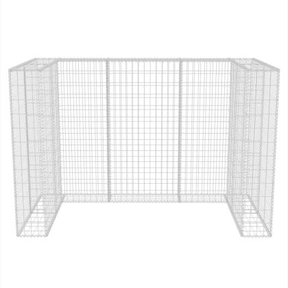 Габионна ограда за две кофи за смет, стомана, 180x100x120 cм